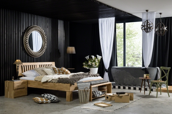 Massivholzbett Wildeiche honig geölt 160 x 200 cm Doppelbett Schlafzimmer
