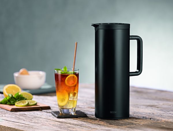 BEEM THERMAL JUG Isolierkanne 1 L - Schwarz matt doppelwandiges Glaseinsatz