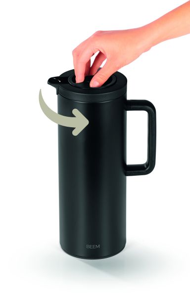 BEEM THERMAL JUG Isolierkanne 1 L - Schwarz matt doppelwandiges Glaseinsatz