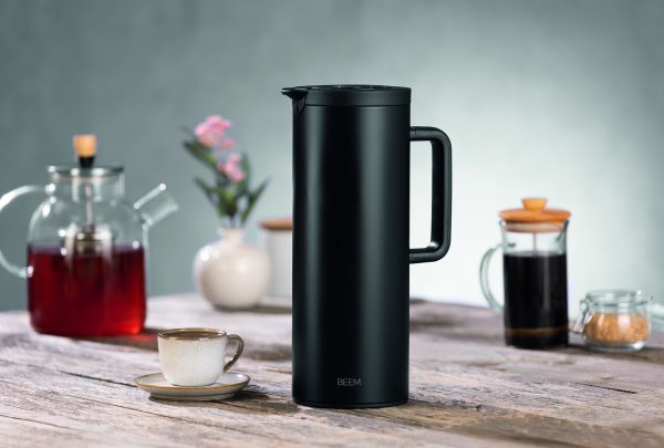 BEEM THERMAL JUG Isolierkanne 1 L - Schwarz matt doppelwandiges Glaseinsatz