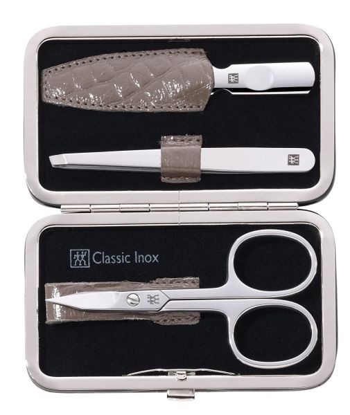 Zwilling Classic Inox Rahmenetui taupe 3tlg Manicure Set Manicure Etui