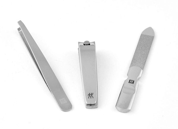 Zwilling CLASSIC INOX 3-tlg. Maniküreset Manicure Etui Nagelpflege Taschen-Etui, Rindleder, schwarz, 3-tlg.