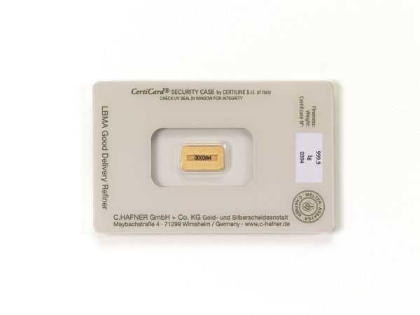 C.Hafner Geprägte Feingoldbarren 1g