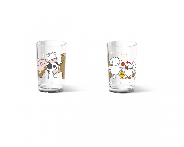Emsa KIDS Trinkbecher Kindertasse Kinderbecher Kinderglas 0,2L Farm Family