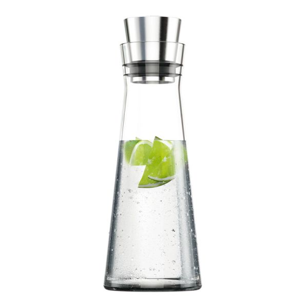 EMSA FLOW SLIM Carafe, Kühlkaraffe Karaffe Wasserkaraffe, Glas/Edelstahl, 1,0L