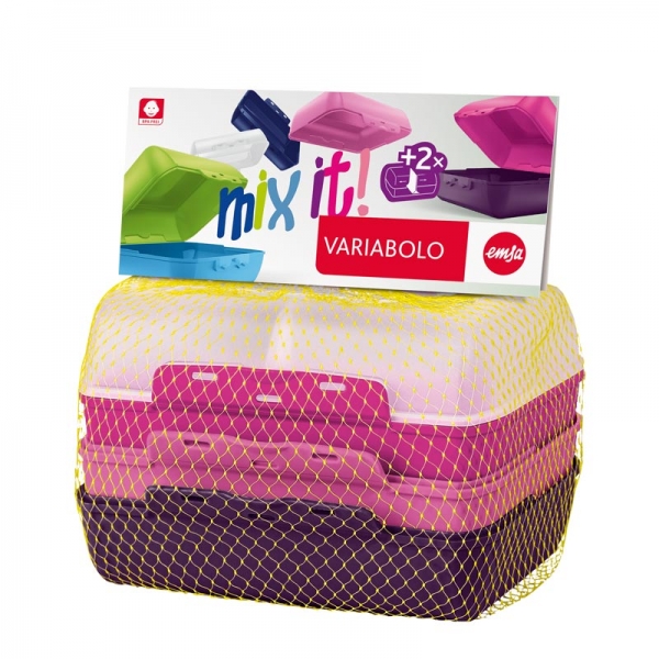 EMSA VARIABOLO Brotdose Brotbox Versperdose , 4-teilig + Trennern, GIRLS