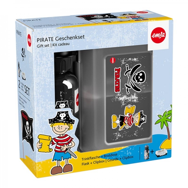 EMSA KIDS Trinkflasche & VARIABOLO Brotdose Geschenkset Pirat