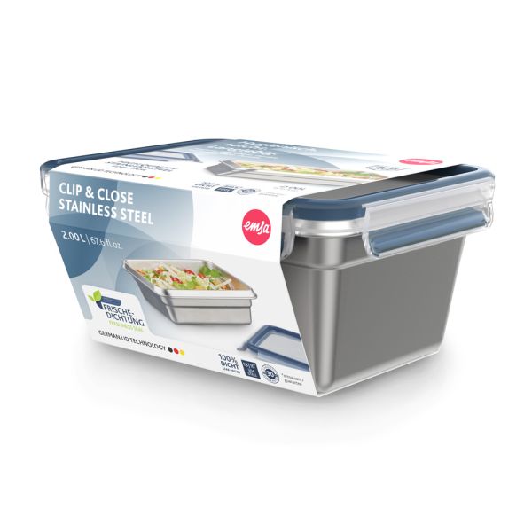 Emsa CLIP & CLOSE Edelstahl Frischhaltedose EDS 2,0 L