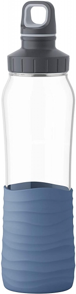 Emsa Drink2Go Glas Trinkflasche Fassungsvermögen: 0,7 Liter Schraubverschluss Aqua-Blau