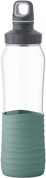 Emsa Drink2Go Glas Trinkflasche Fassungsvermögen: 0,7 Liter Schraubverschluss Petrol-Grün