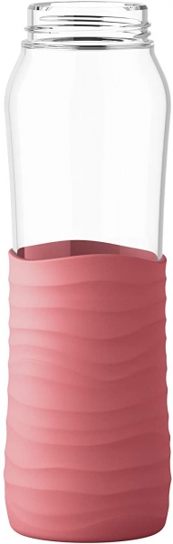 Emsa Drink2Go Glas Trinkflasche Fassungsvermögen: 0,7 Liter Schraubverschluss Korall-Rot