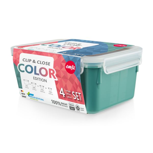 EMSA CLIP & CLOSE FRISCHHALTEDOSENSET COLOR EDITION 4-teilig (0,20 / 0,55 / 0,80 / 2,20 L)