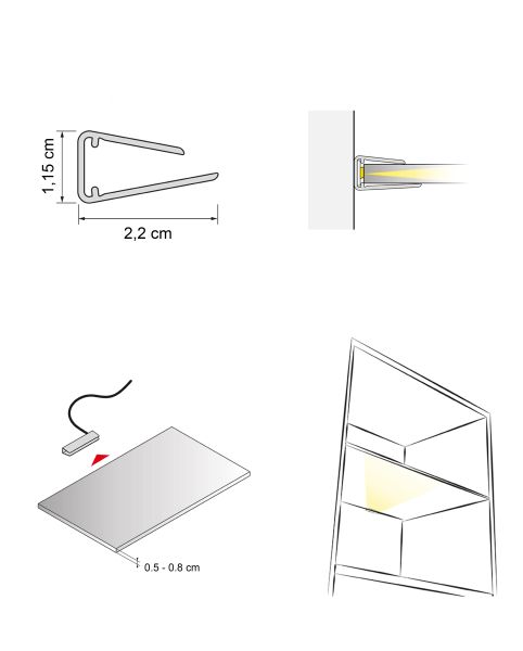 BINO LED VA-5xCLIPS-CW+1xTRAFO-FUßSCHALTER