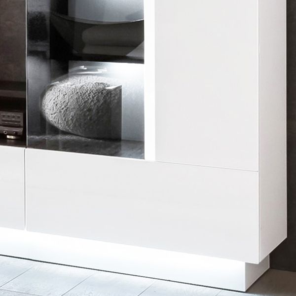 SENSIS VA-02 Wohnkombination 4-Teilig/Front: MDF Hochglanz / Farbe: Weiß - Ohne LED Beleuchtung - Ohne Dekoration - B/H/T(cm) 275 x 190 x 40
