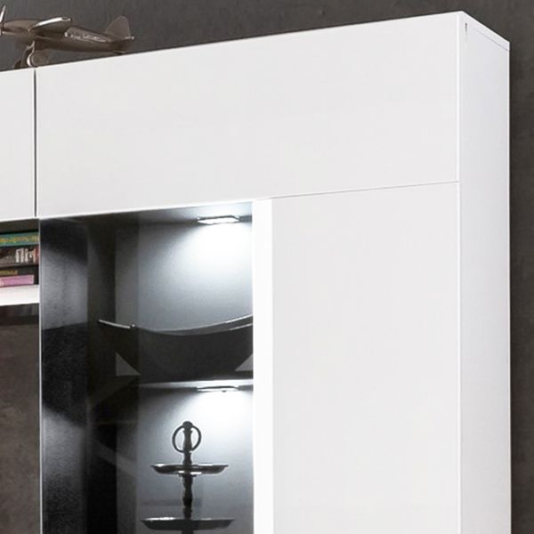 SENSIS VA-02 Wohnkombination 4-Teilig/Front: MDF Hochglanz / Farbe: Weiß - Ohne LED Beleuchtung - Ohne Dekoration - B/H/T(cm) 275 x 190 x 40
