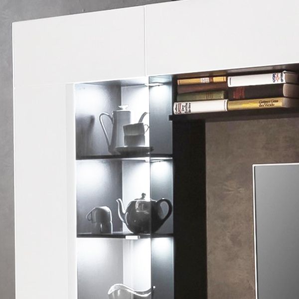 SENSIS VA-02 Wohnkombination 4-Teilig/Front: MDF Hochglanz / Farbe: Weiß - Ohne LED Beleuchtung - Ohne Dekoration - B/H/T(cm) 275 x 190 x 40