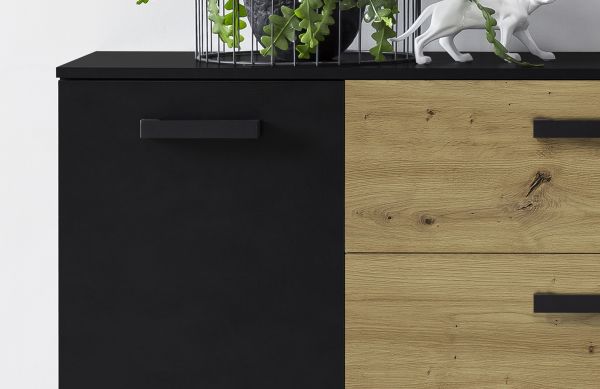 DUO 084 Sideboard/Front:Dekor Artisan Eiche/Schwarz/Korpus:Schwarz/Dekor Artisan Eiche