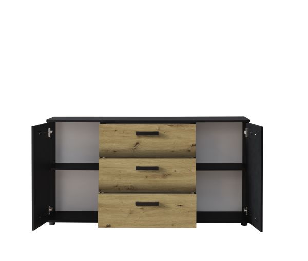 DUO 084 Sideboard/Front:Dekor Artisan Eiche/Schwarz/Korpus:Schwarz/Dekor Artisan Eiche