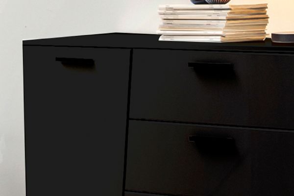 EMIRA 084 Sideboard/Front:Schwarz MDF Hochglanz Tiefgezogen/Korpus:Schwarz