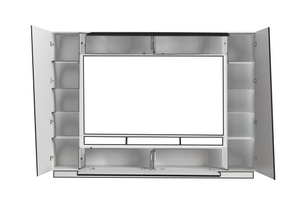 EMIRA VA Wohnkombination 4-teilig/Front:Schwarz MDF Hochglanz Tiefgezogen/Korpus:Schwarz/Ohne LED Beleuchtung