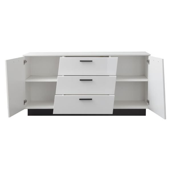 MEDIA V 084-01 Sideboard/Front:Weiß MDF Hochglanz Tiefgezogen/Korpus:Weiss-Schwarz