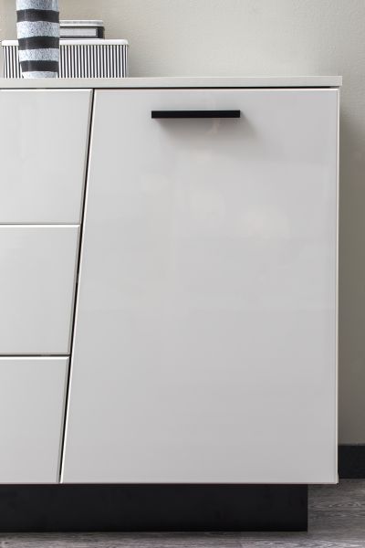 MEDIA V 084-01 Sideboard/Front:Weiß MDF Hochglanz Tiefgezogen/Korpus:Weiss-Schwarz