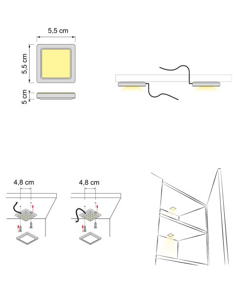 NORDI LED 12-3xSPOT-CW+1xTRAFO-FUßSCHALTER