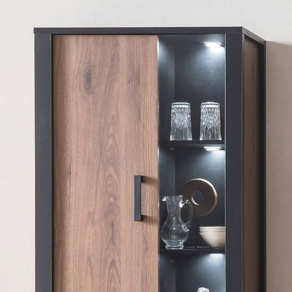 NORDI 012 Hochvitrine Front:Dekor Okapi Nuss/Korpus:-Dekor Okapi Nuss/Ohne LED Beleuchtung