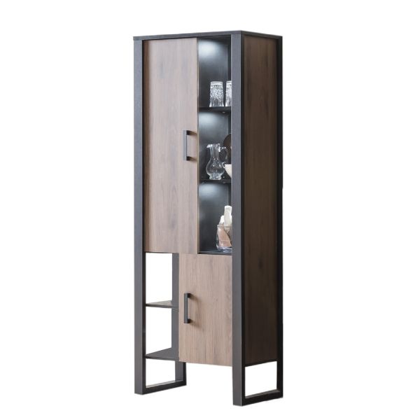 NORDI 012 Hochvitrine Front:Dekor Okapi Nuss/Korpus:-Dekor Okapi Nuss/Ohne LED Beleuchtung
