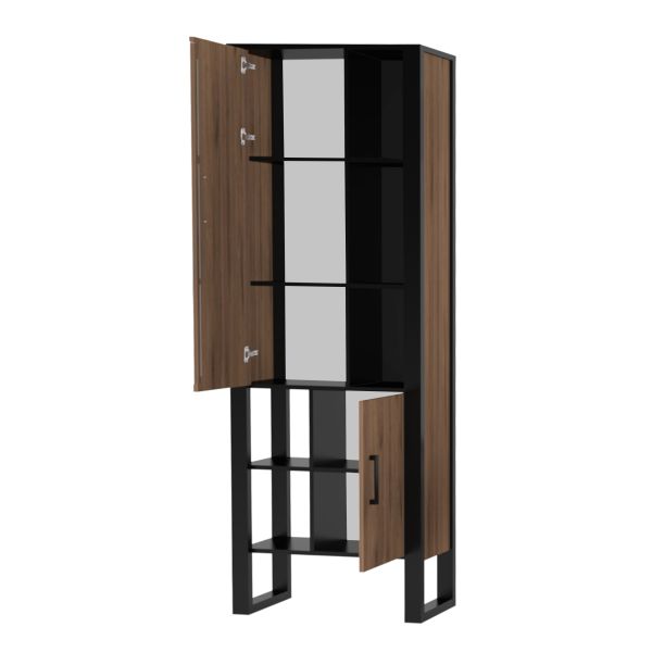 NORDI 012 Hochvitrine Front:Dekor Okapi Nuss/Korpus:-Dekor Okapi Nuss/Ohne LED Beleuchtung