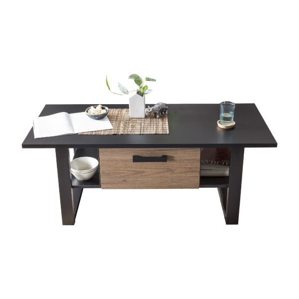NORDI 900 Couchtisch/Top:Schwarz/Korpus:Okapi Nuss