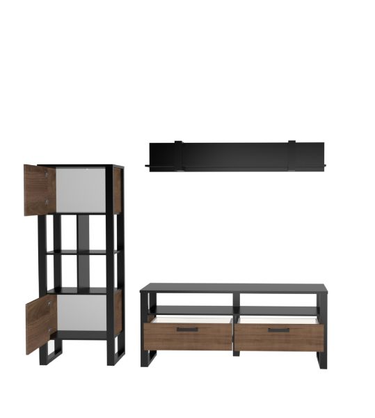 NORDI VF Wohnkombination Set 3-teilig Front:Dekor Okapi Nuss/Korpus:-Dekor Okapi Nuss