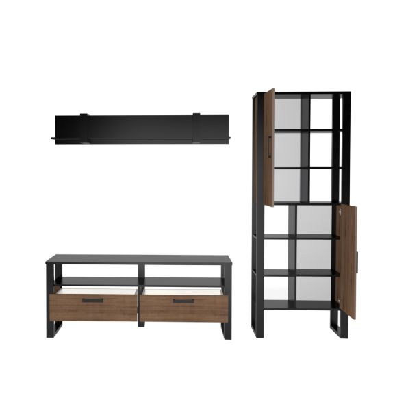NORDI VH Wohnkombination Set 3-teilig Front:Dekor Okapi Nuss/Korpus:-Dekor Okapi Nuss