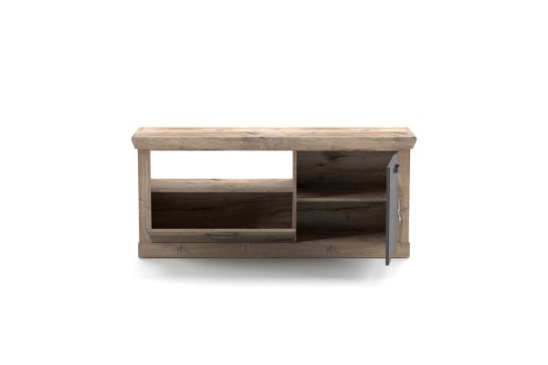 PORTUM 002 TV Lowboard/Front:Dekor Lamellen Flagstaff Eiche-Anthrazit/Korpus:Dekor Flagstaff Eiche