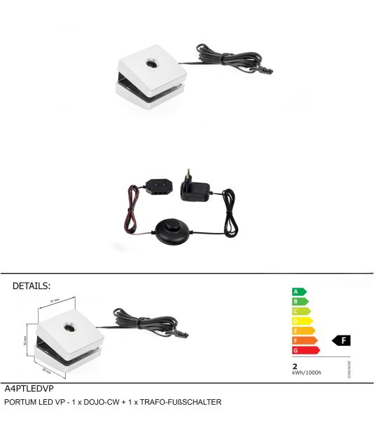 PORTUM LED VP-1xDOJO-CW+1xTRAFO-FUßSCHALTER