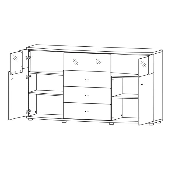 TRENDY 085-01 Sideboard/Front:Weiß MDF Hochglanz Tiefgezogen/Korpus:Anthrazit/Ohne LED Beleuchtung