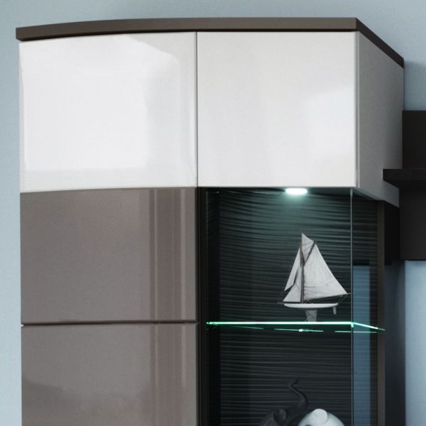 TRENDY VA-01 Wohnkombination 4-teilig/Front:Weiß-Anthrazit MDF Hochglanz Tiefgezogen/Korpus:Weiß-Anthrazit/Ohne LED Beleuchtung