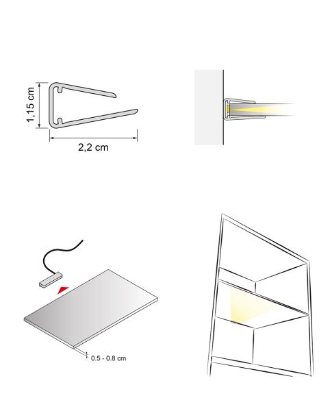 TRENDY/FLORI LED VA-5xCLIPS-CW+2xSPOT-CW+2xPROFIL-CW+1xTRAFO-FUßSCHALTER