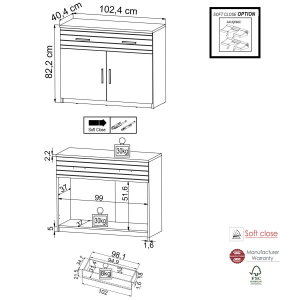 VENUSIA VB18X Schlafzimmer Set 6 teilig inklusive LED Beleuchtung/Front:Flagstaff Eiche/Matera/Korpus:Dekor Flagstaff Eiche