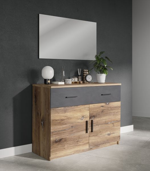 VENUSIA VB18X Schlafzimmer Set 6 teilig inklusive LED Beleuchtung/Front:Flagstaff Eiche/Matera/Korpus:Dekor Flagstaff Eiche