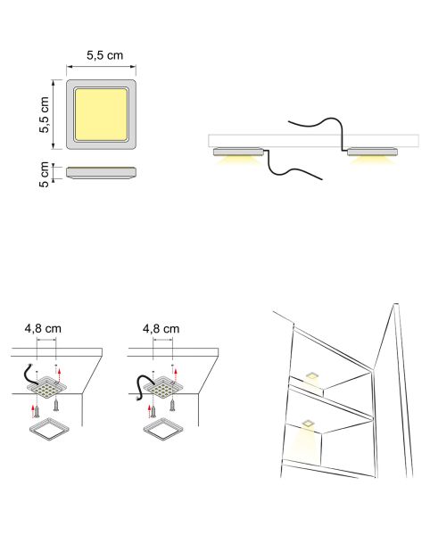 ARTONA LED 81-2xSPOT-CW+1xTRAFO-FUßSCHALTER