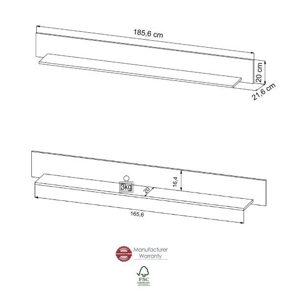 ARTONA 070 Wandboard/Front/Korpus:Schwarz