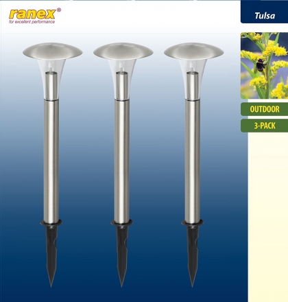 Ranex Gartenleuchte auf Spieß 3-er Set Tulsa 5000.371 [Energieklasse C]