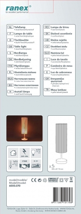 Nachttischlampe UDO schwarz Tisch-Lampe Wohnzimmer Design Deko Beleuchtung 43cm