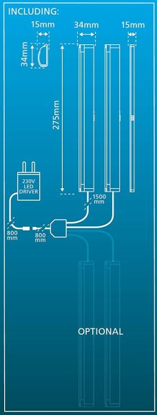 Lichtleiste 2er-Pack LED-Unterbauleuchten mit Trafo 2x 70 Lumen warm weiß 7000.044 Energieklasse A+