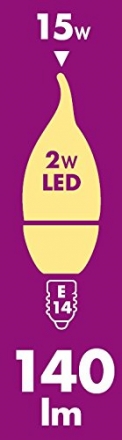 2 er Set XQ-lite XQ13103 E14 LED Leuchtmittel [2 Watt ersetzt 15 Watt], 140 Lumen, 200 Grad Abstrahlwinkel, warm weiß [Energieklasse A+]