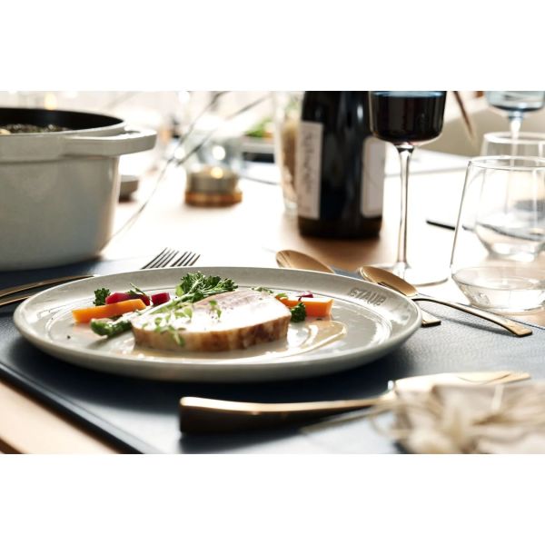 Staub Dining Line Teller flach, 20 cm Weisser Trüffel Keramik kratzfest