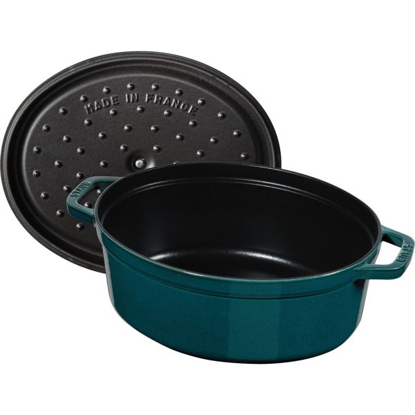 Staub La Cocotte Cocotte Bräter Kochtopf 33 cm, oval, La-Mer, Gusseisen alle Herdarten