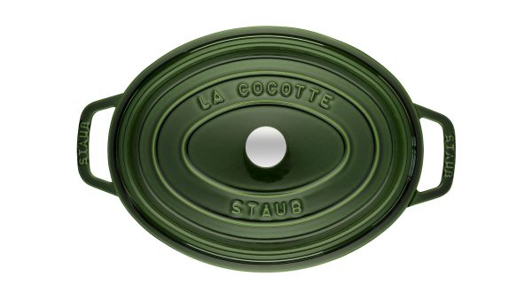 Staub La Cocotte 33 cm Basilikum-Grün oval Gusseisen
