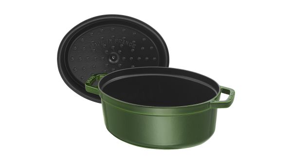 Staub La Cocotte 33 cm Basilikum-Grün oval Gusseisen